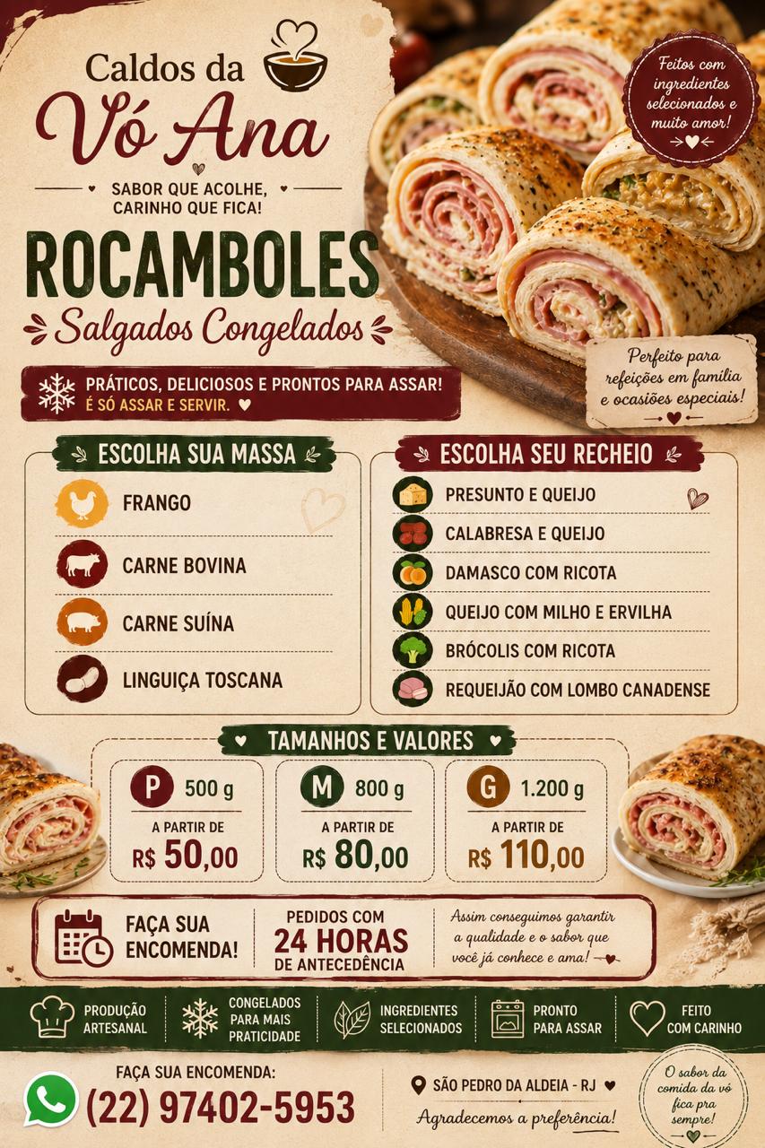 Rocambole do cardápio oficial